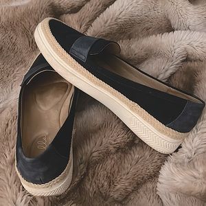 Navy blue suede slip on